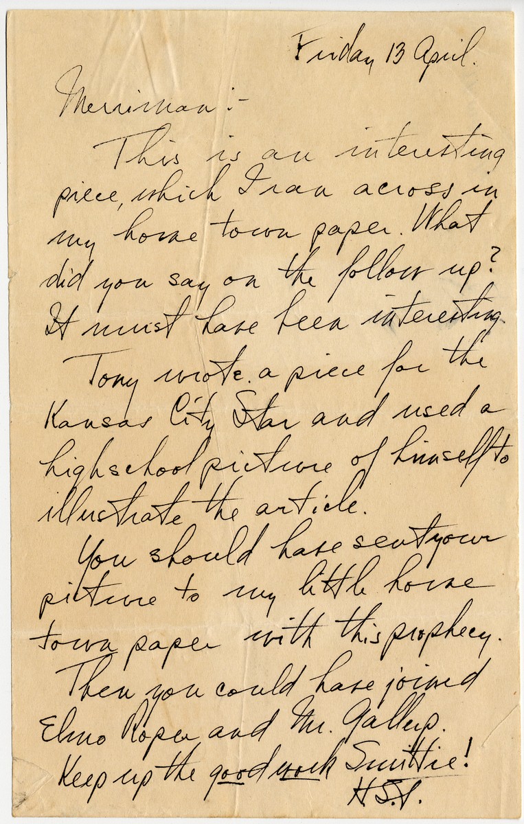 Two Days After Unleashing a Tempest by Firing MacArthur, President Truman Writes to a Journalist